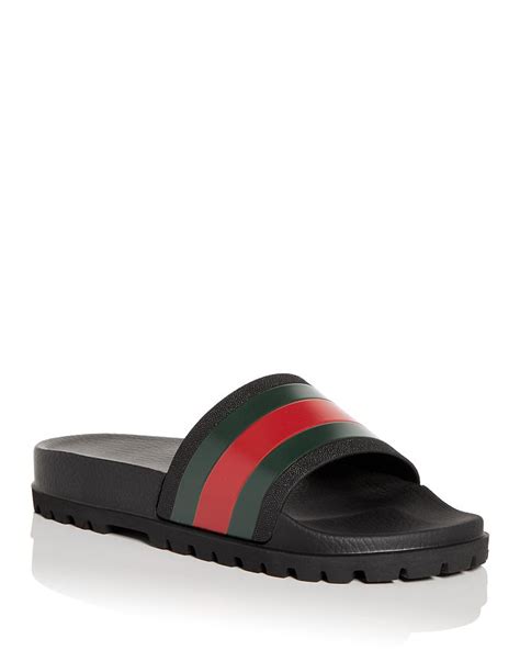 gucci men's signature stripe slide sandals